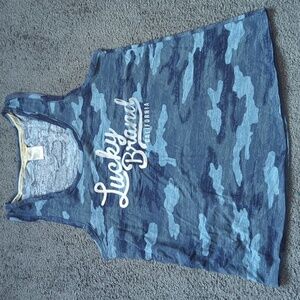 Lucky Brand Blue Camo Sleeveless Tee